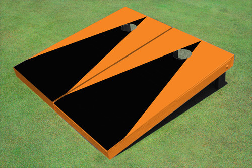 Black And Orange Matching Triangle No Stripe Custom Cornhole Board