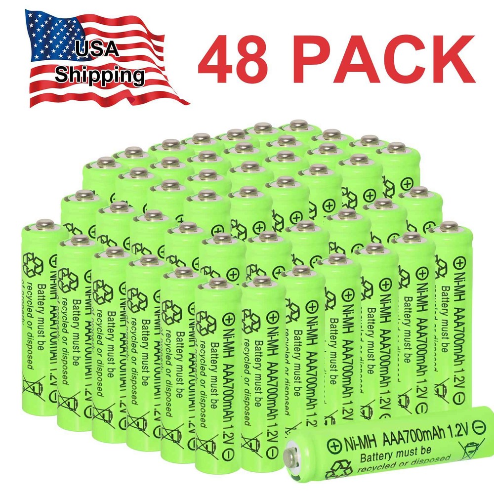 48 Pack AAA 1.2v Rechargeable Ni-MH Battery 700mAh for Garden Solar Light Lamp