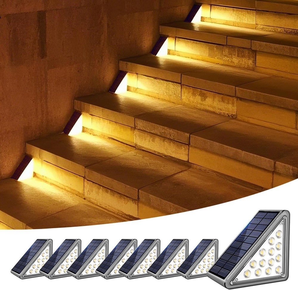 Solar Step Lights Outdoor Stair Lights, Deck 4.34*3.25*2.19in, Gray