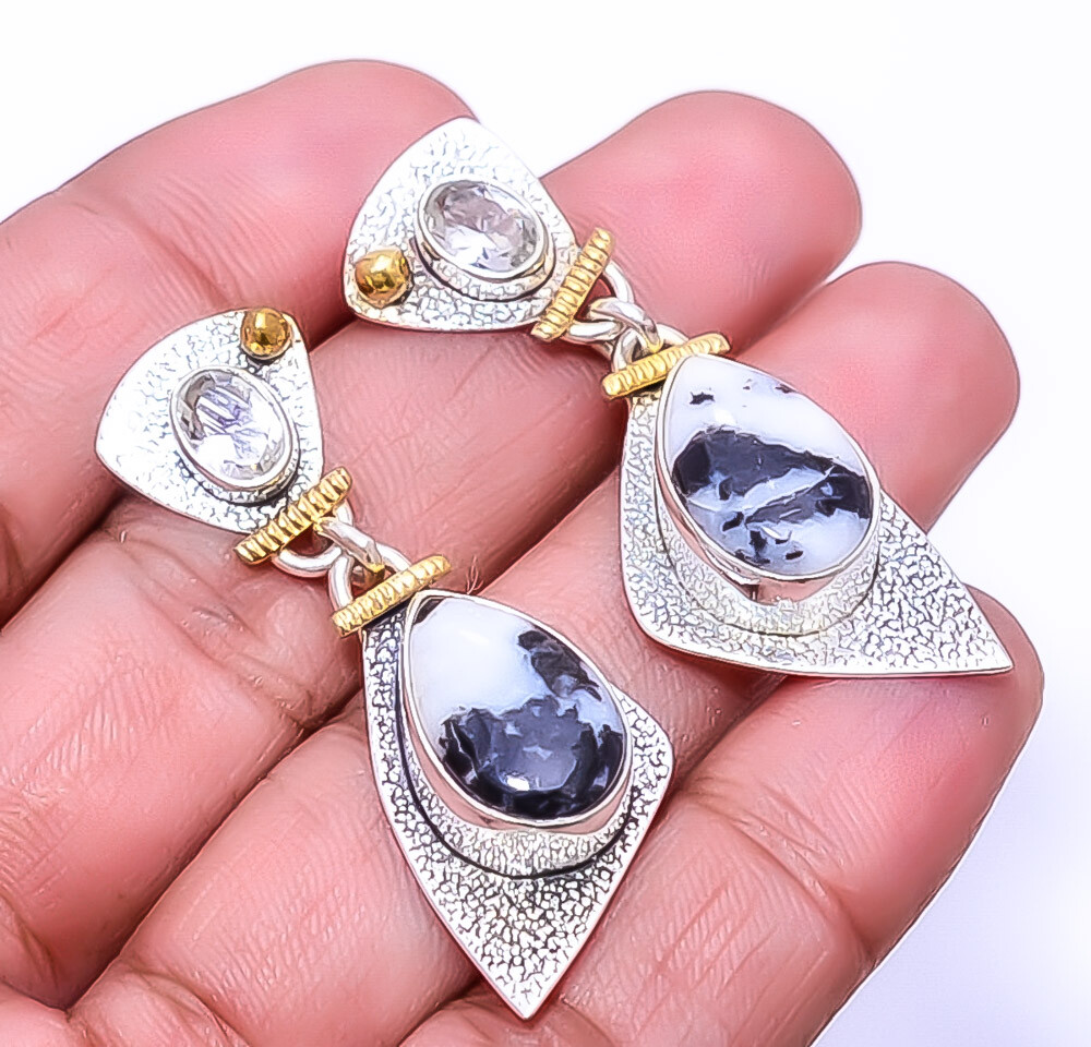 White Buffalo Turquoise - Nevada 925 Sterling Silver Earring 1.75