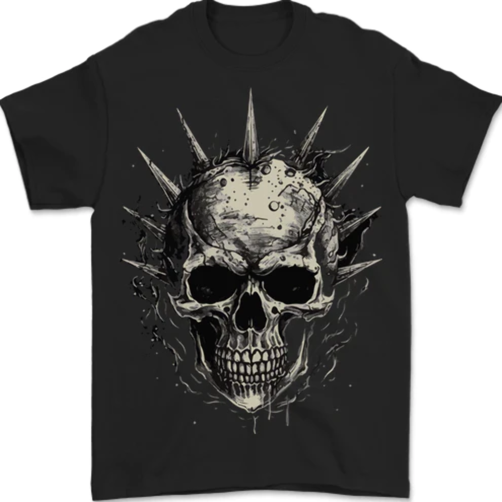 Punk Rock Skull Mens T-Shirt 100% Cotton