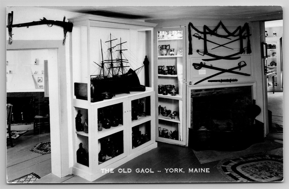 Vintage 1950 Old Gaol Jail Museum Antique Postcard York Maine RPPC J21