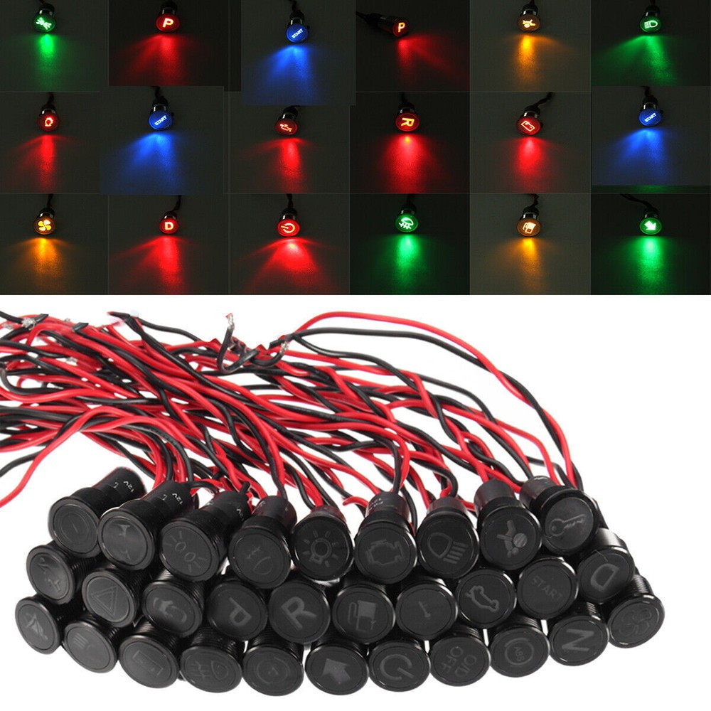 New 12/24/36V 10mm Metal LED Dash Pilot Panel Indicator Warning Light Lamp Car