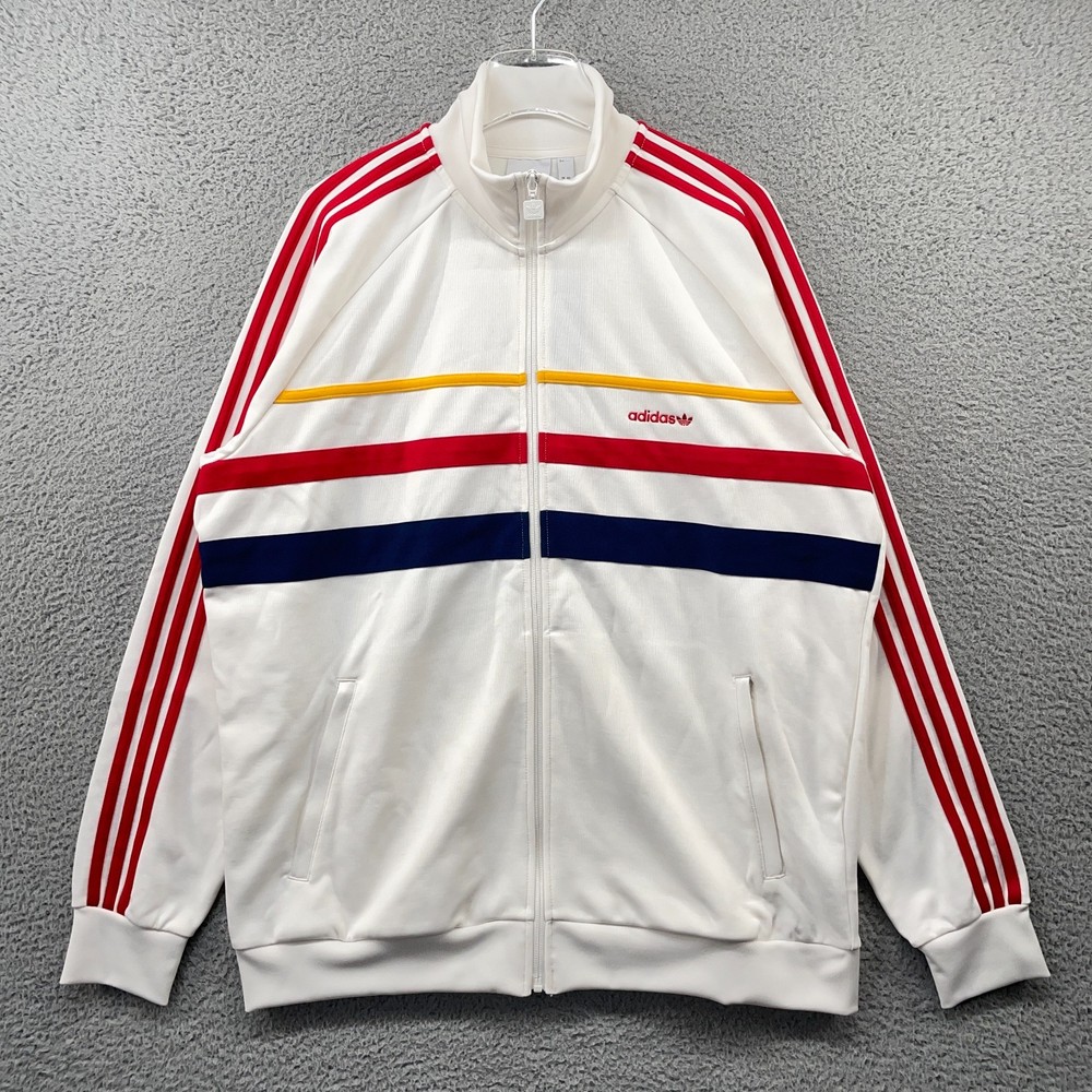 adidas Originals The First Track Top Mens XL White 3-Stripe Zip Up Jacket IW3233