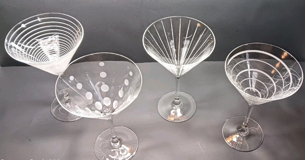 Mikasa Hand Blown Cheers Martini Glasses Circa 2003