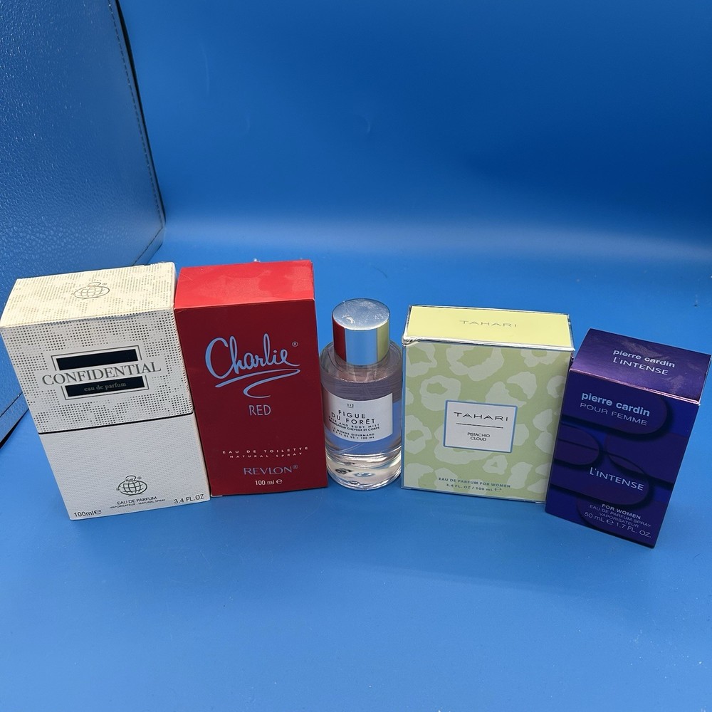Perfume LOT OF 5 Tahari, Charlie, Fragrance World, Pierre Cardin And More