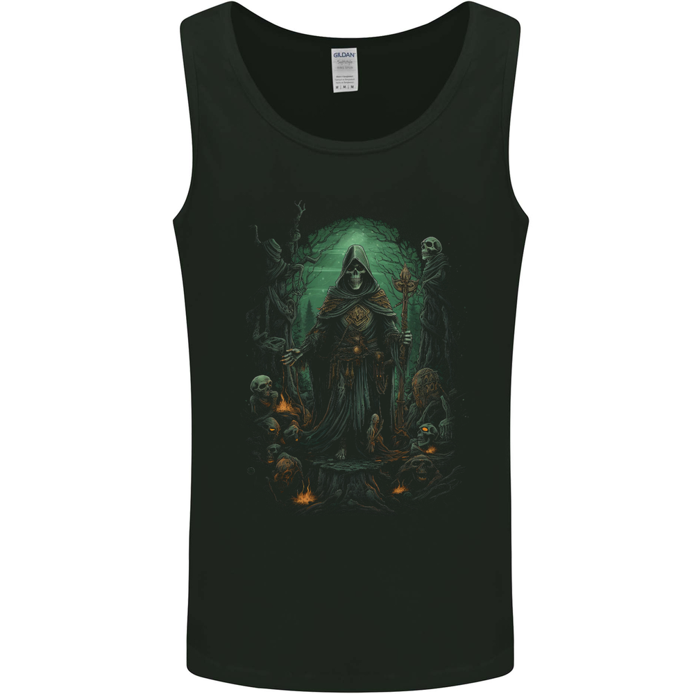 Grim Reaper Surrounded by Skulls Mens Vest Tank Top