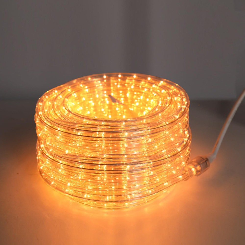 33ft Waterproof Warm White LED Rope Lights for Outdoor Use with Connectors