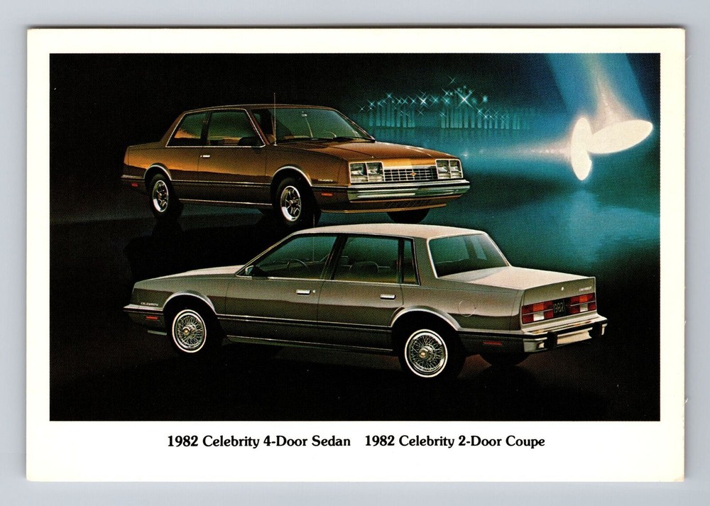 1982 Celebrity 4 Door Sedan, 1982 Celebrity 2 Door Coupe, Vintage Postcard