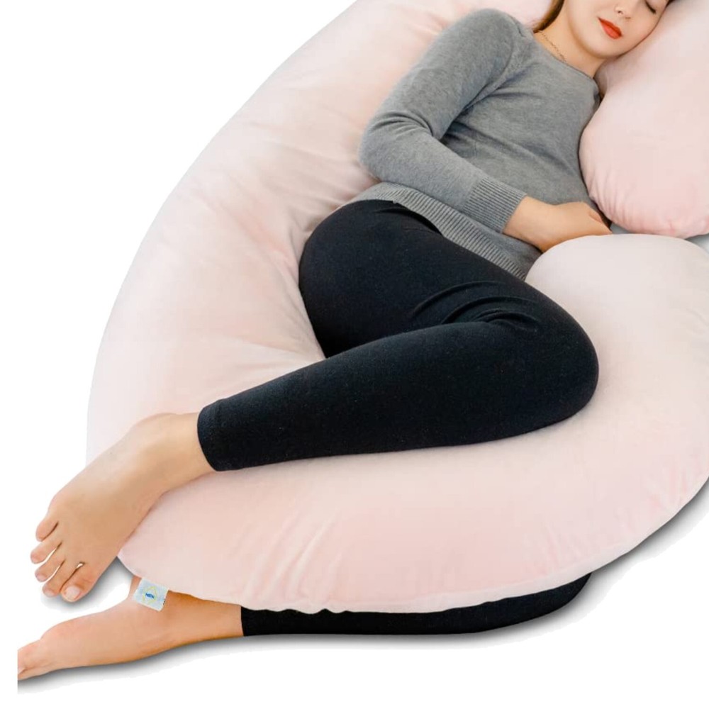 Portable C-Shaped Pregnancy Pillow with Velvet Cover for Family Comfort