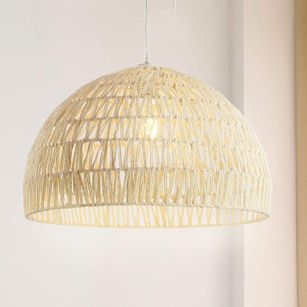 Bohemian Modern Rattan and Iron LED Pendant Light by Jigu