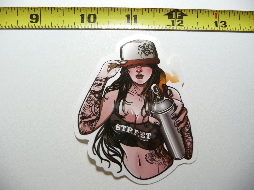 TATTOOS GIRL WOMAN GRAFFITI SPRAY CAN DECAL STICKER HIP HOP RAP MUSIC STYLE