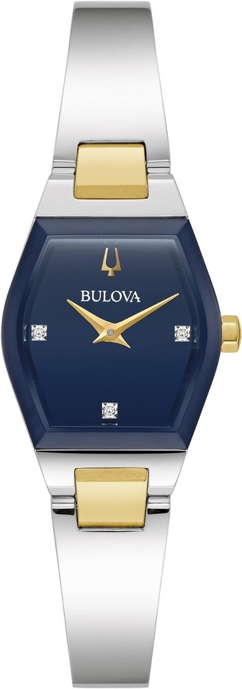 Bulova Gemini Diamond Blue Dial Stainless Steel Womens Watch 98P218  