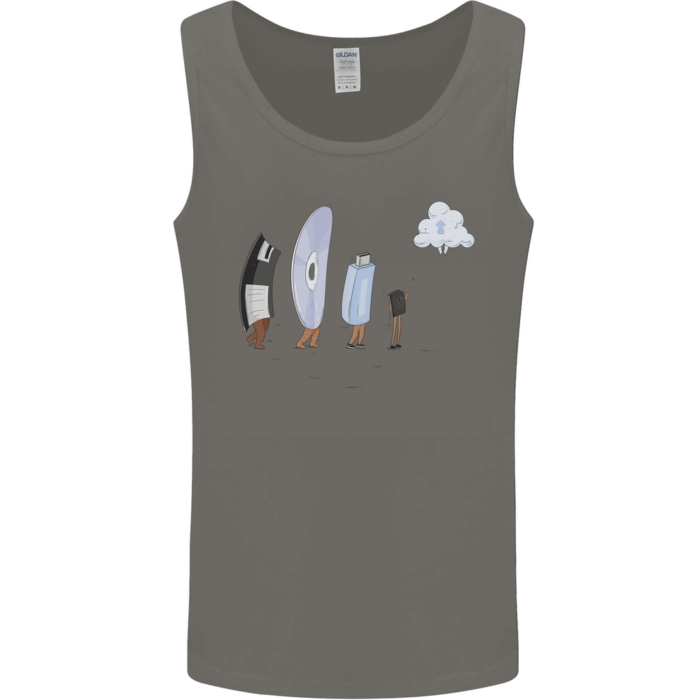 Retro Data Storage Funny Geek Nerd CD PC Mens Vest Tank Top