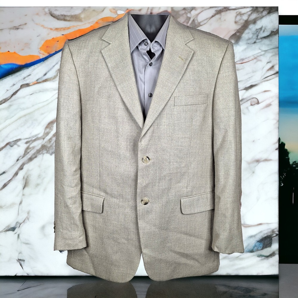 Andrew Fezza Beige Ventless Blazer Jacket for Men Size 42R