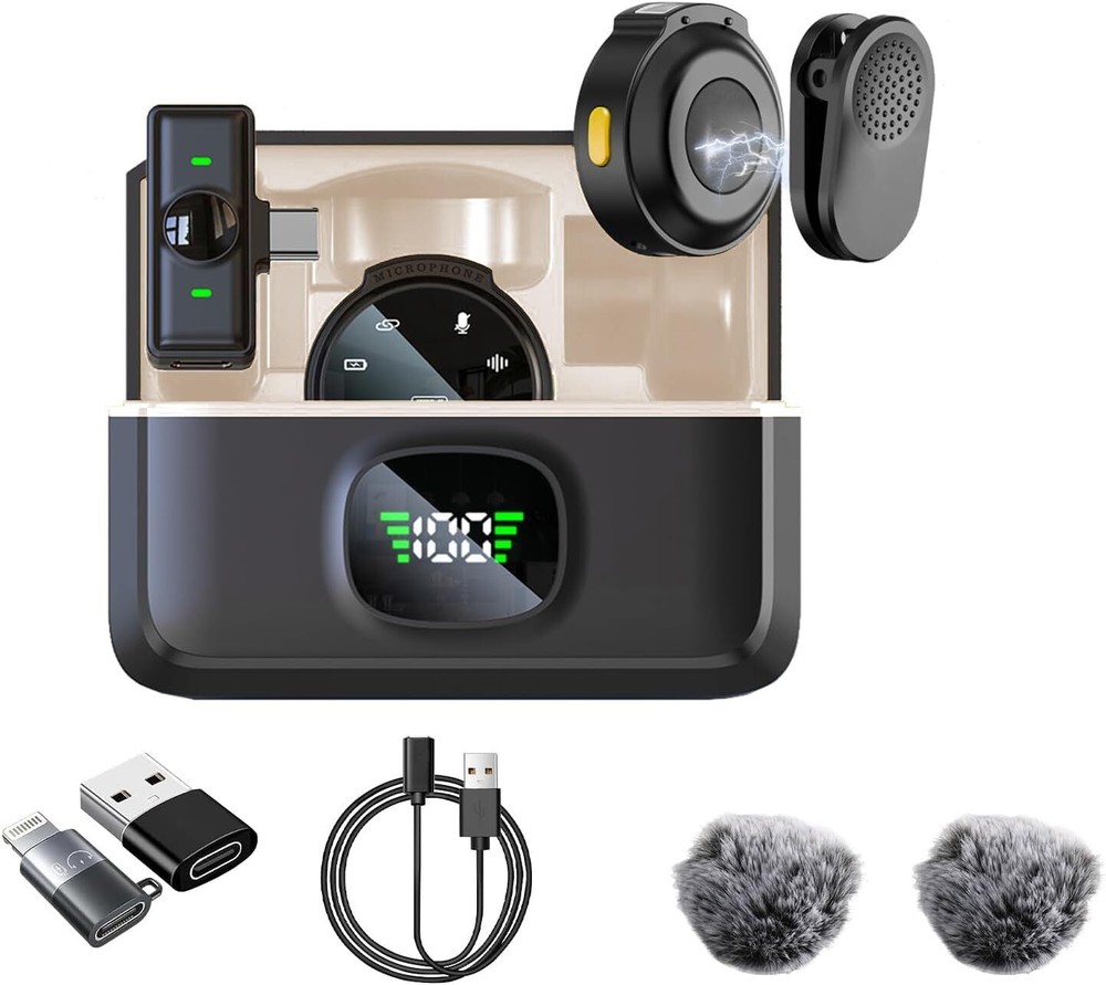2 Pack Wireless Lav Mic for iPhone 15 Android iPad USB C
