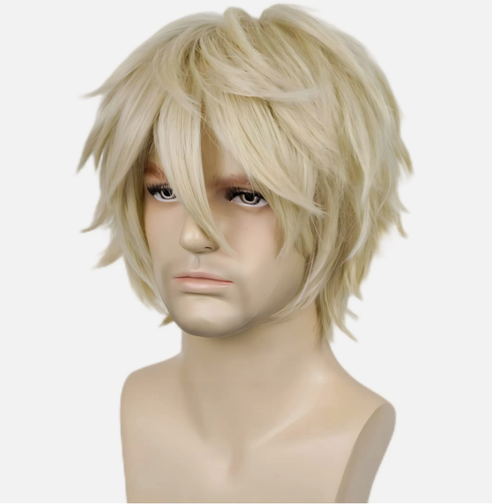 Alacos Blonde Wig Short Fashion Spiky Layered Anime Cosplay Wig Halloween Wig