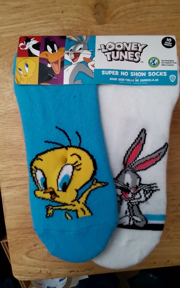 Looney Tunes No-Show Socks 10-Pack for Women Sizes 4-10