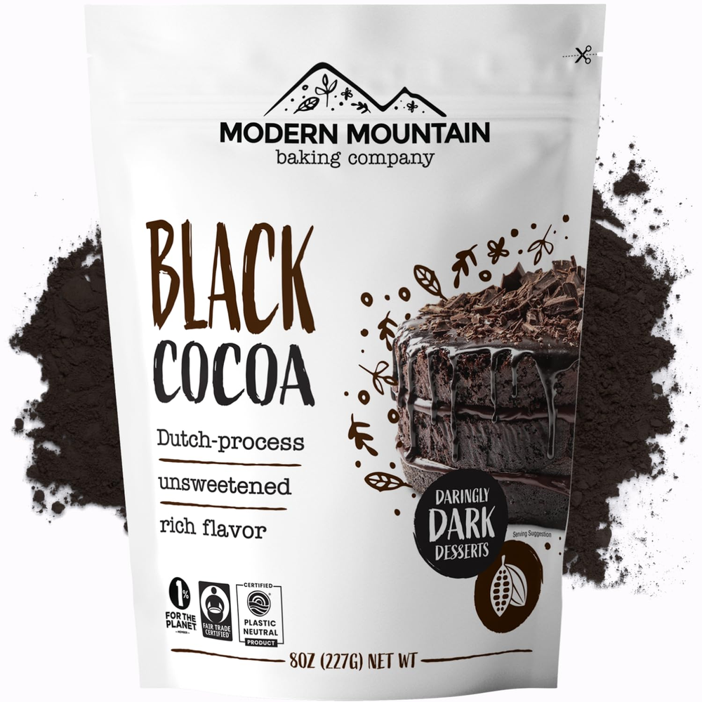 Dark Black Cocoa Powder 8 Oz for Intense Chocolate Baked Goods