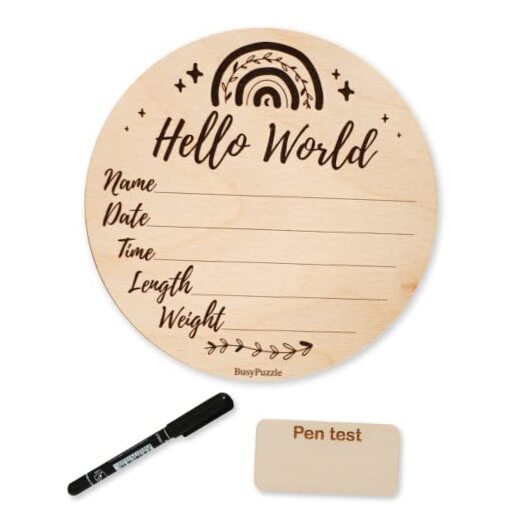 Hello World Sign, Baby Birth Announcement Sign, Wooden Name Sign, Personalized