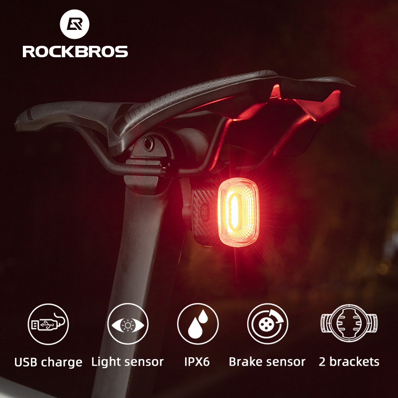 ROCKBROS Bike Smart Taillight Auto Brake Sensing Rear Light Waterproof LED US