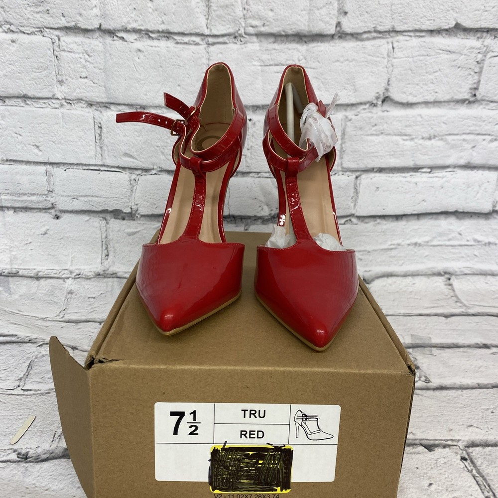 Journee Collection Womens Red Tru T Strap Stiletto Heels Size 7.5