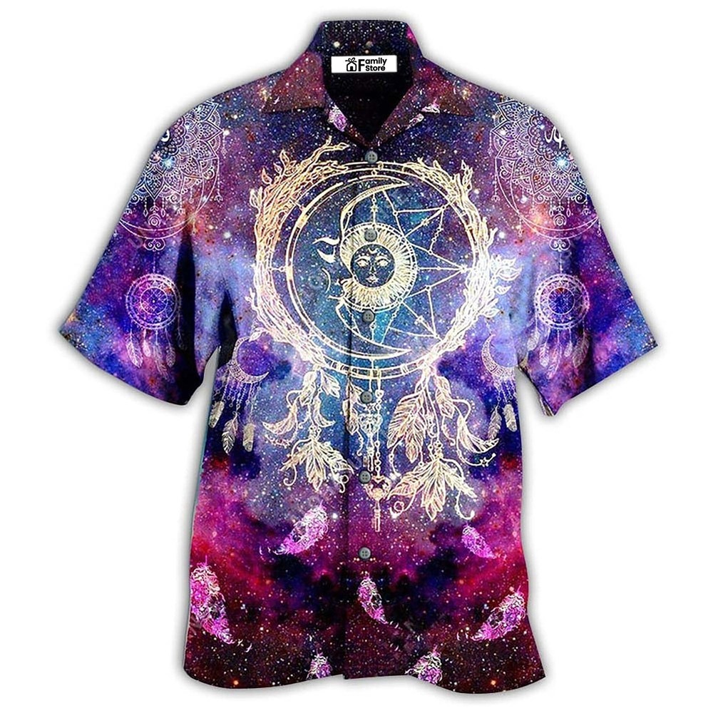 Native Dreamcatcher Moon Smile Mystical Galaxy Hawaiian Shirt for Unique Bohemian Style