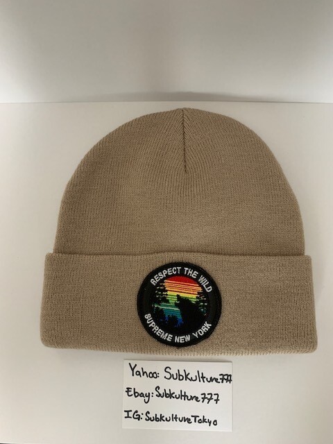 New  Supreme Supreme RESPECT THE WILD BEANIE tan Pale Brown Hat Rare