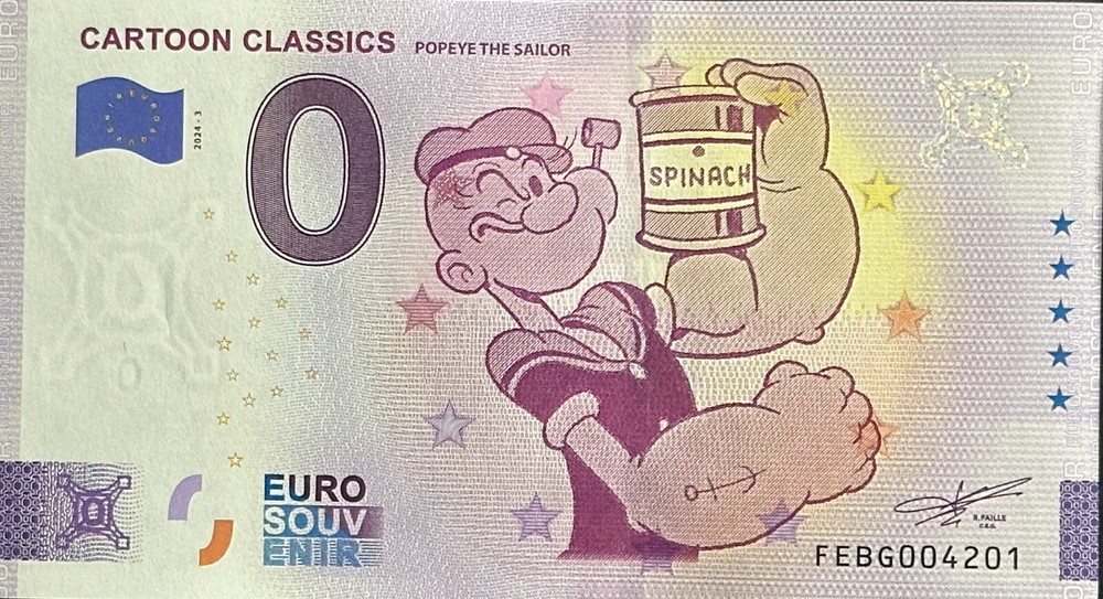 Ticket 0 Euro Cartoon Classics Popeye the Sailor Malta 2024 Number 4201