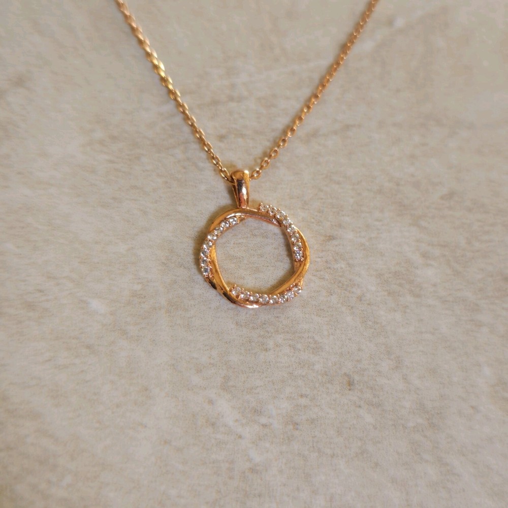 Rose Gold Filled Open Circle CZ Pendant Necklace