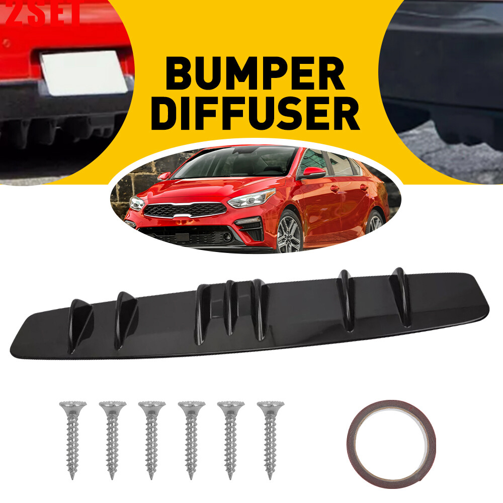 Gloss Black Rear Lip Bumper Valance Diffuser for Mercedes C250 C300 - 2-Piece Set