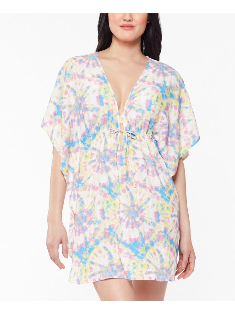 JESSICA SIMPSON Women's Yellow Self-tie Drawstring Waist Swimsuit Cover Up M