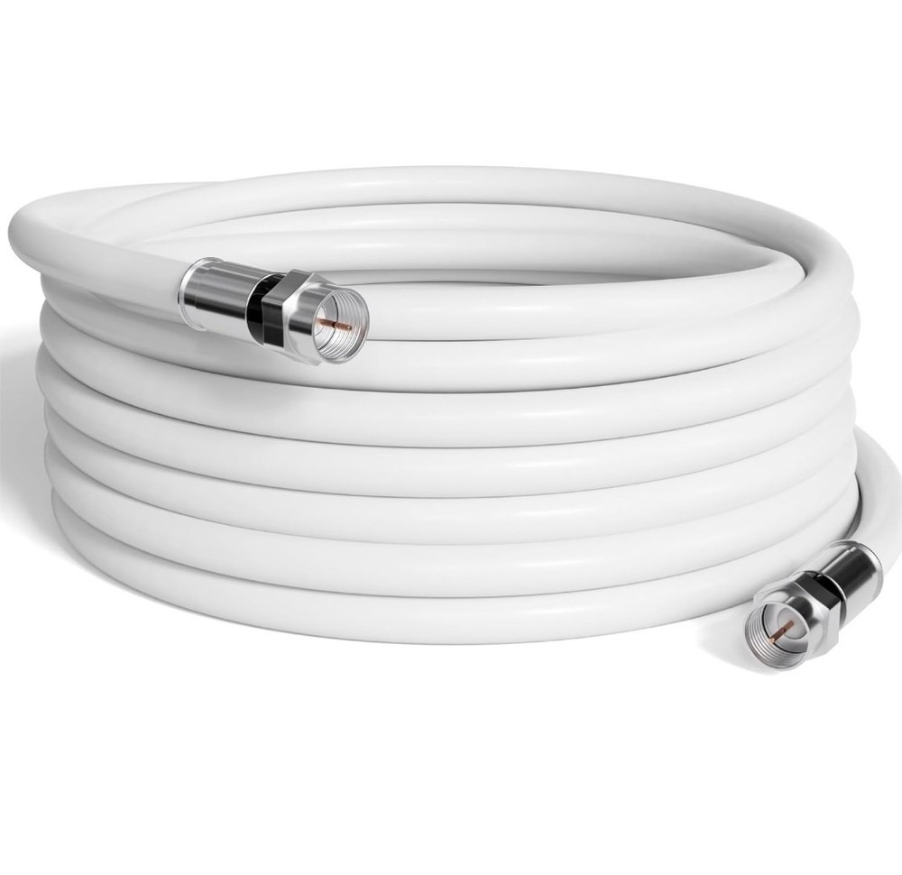 White High Speed RG6 Coax High Frequency Coaxial Cable 75 Feet F81 RF