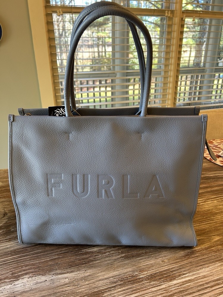 NWT Furla Large Blue Leather Tote Bag