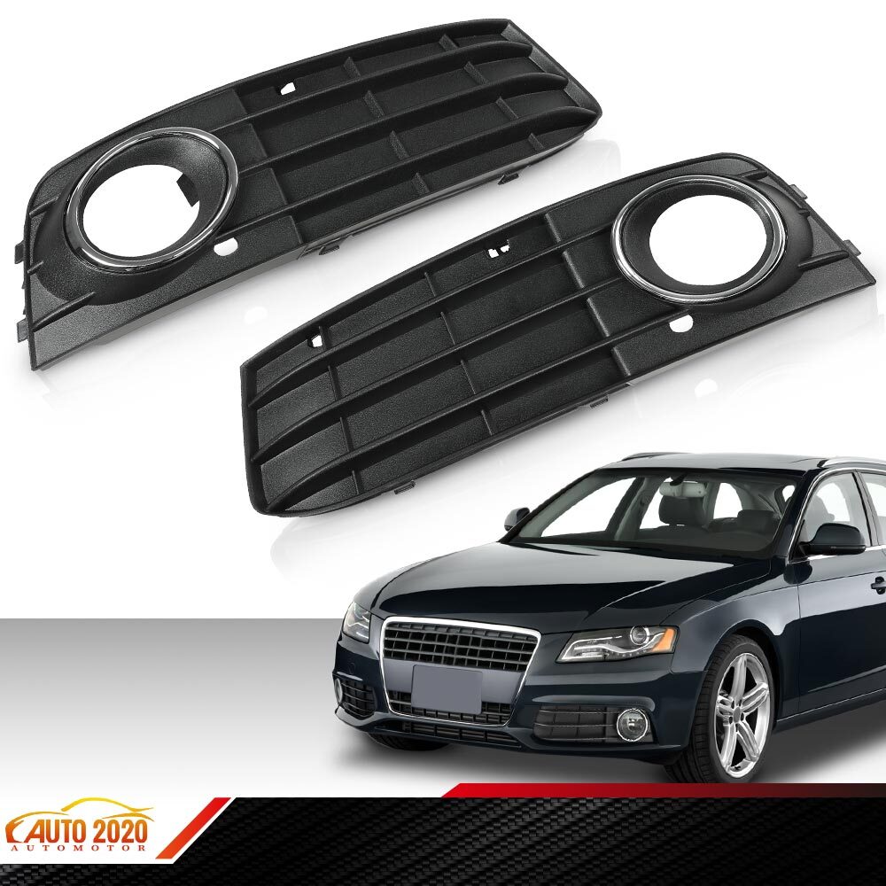 Fit For 09-11 Audi A4 2.0L Pair Front Bumper Fog Light Grille Grill Cover