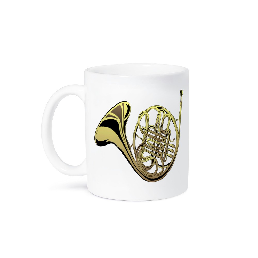 Gold French Horn Design Large Coffee Mug by 3dRose