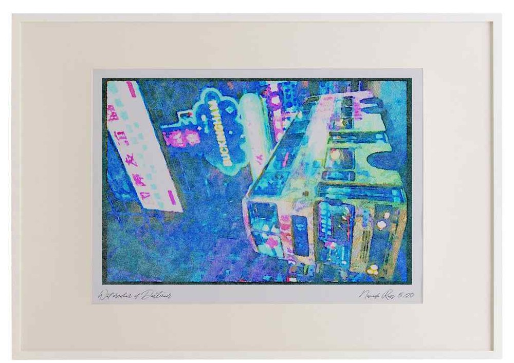 Hong Kong 279081 Night Time Nathan Street Kowloon A3 Picture Frame Watercolour