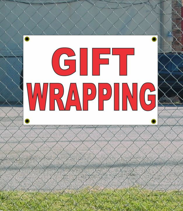 2x3 Red & White Gift Wrapping Banner Sign Discount Size Price Free Shipping