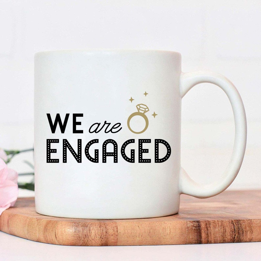 Personalised White Ceramic Mug 11oz We Are Engaged Mug Perfect Gift Custom Mug