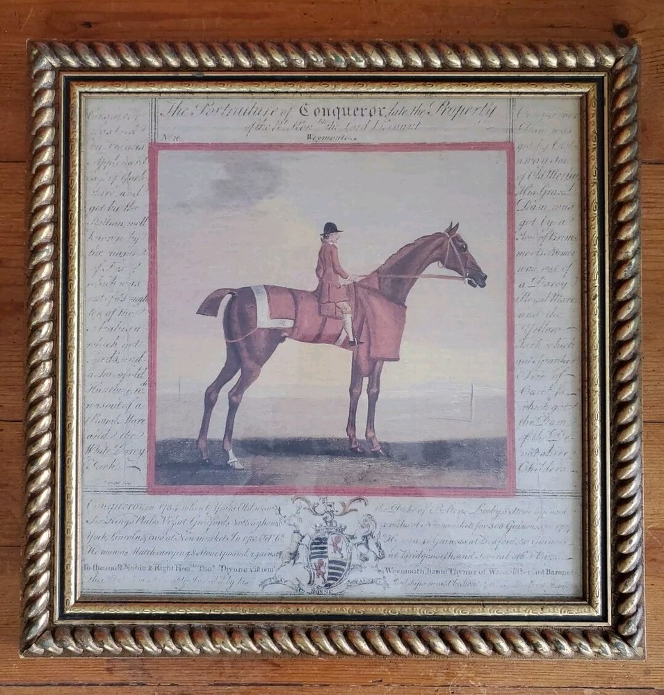 Bombay Company 1 Black Horse Cheval Noir & 1 Roan Horse Cheval Rouan Prints Vtg