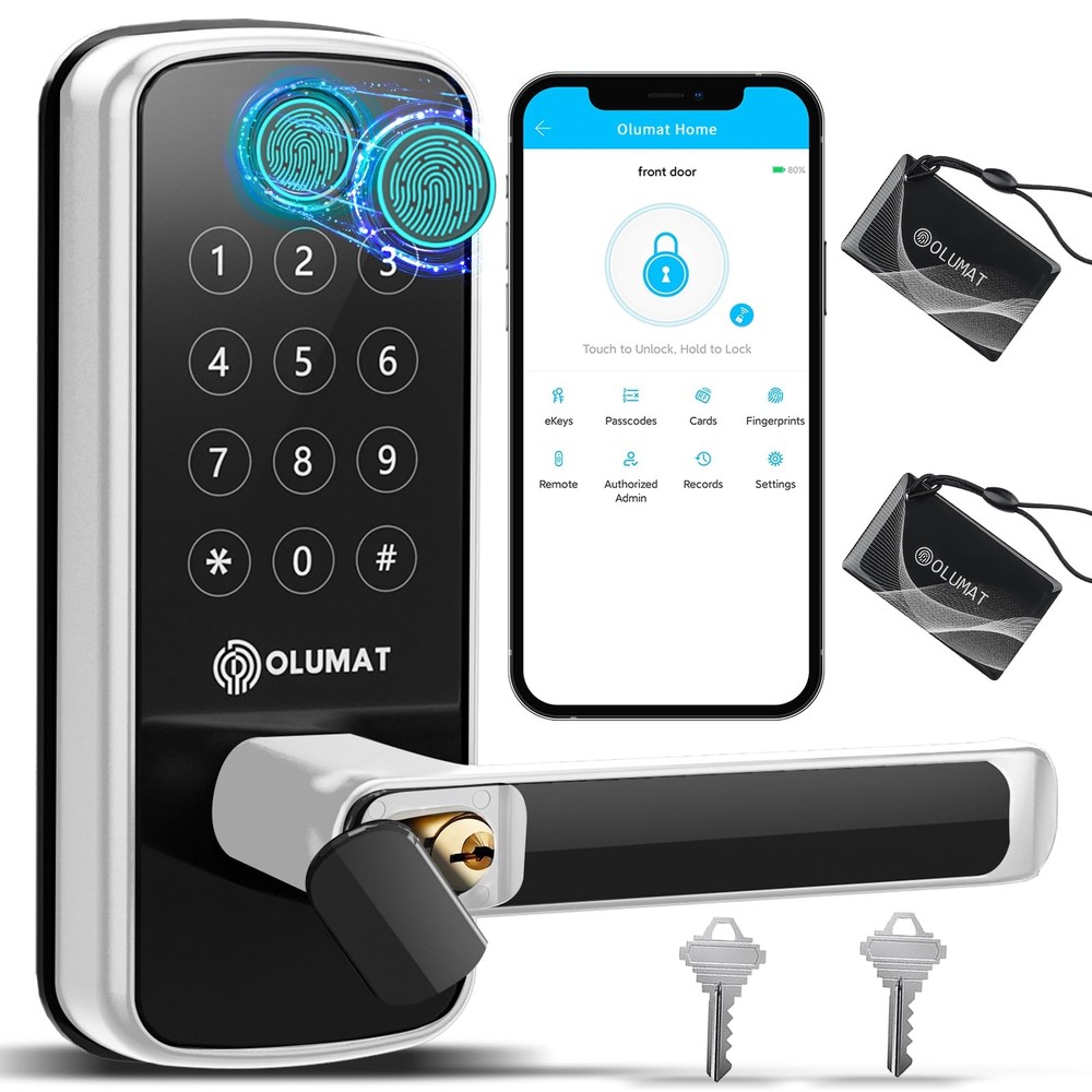 Smart Wi-Fi Keyless Entry Door Lock with Handle for Front Doors