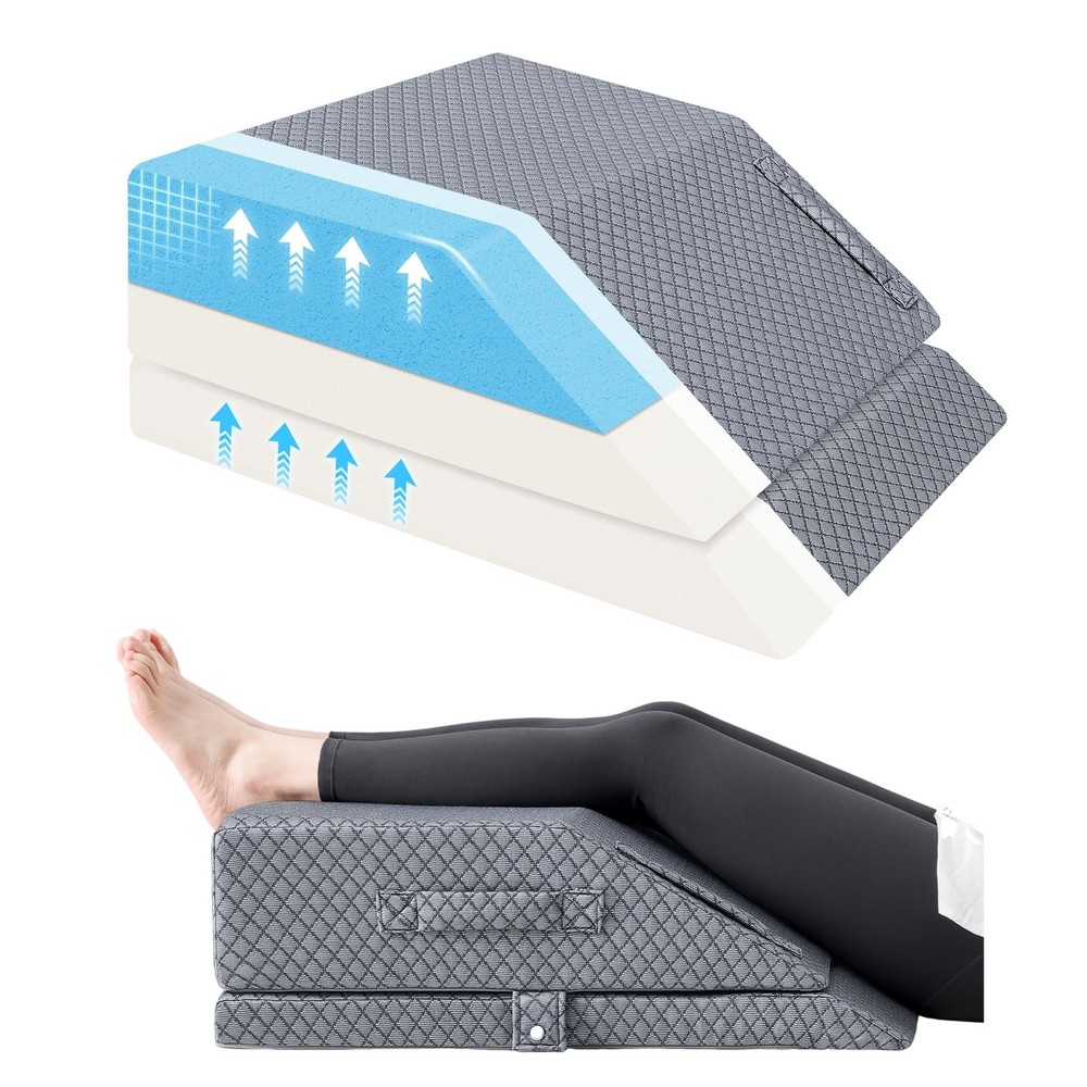 2 Height Adjustable Wedge Leg Pillow for Elevation, Memory Foam Leg Elevation...