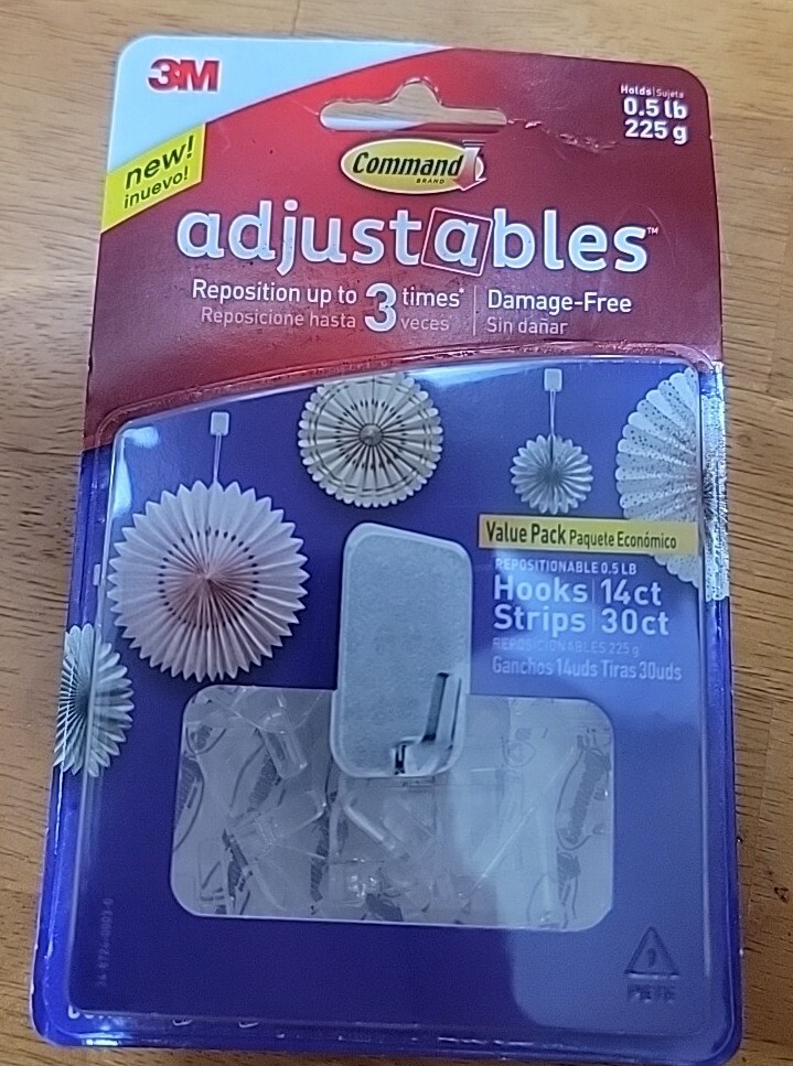 Brand NEW 3M Command Adjustables Damage-Free 14 Hooks 30 Strips AUTHENTIC