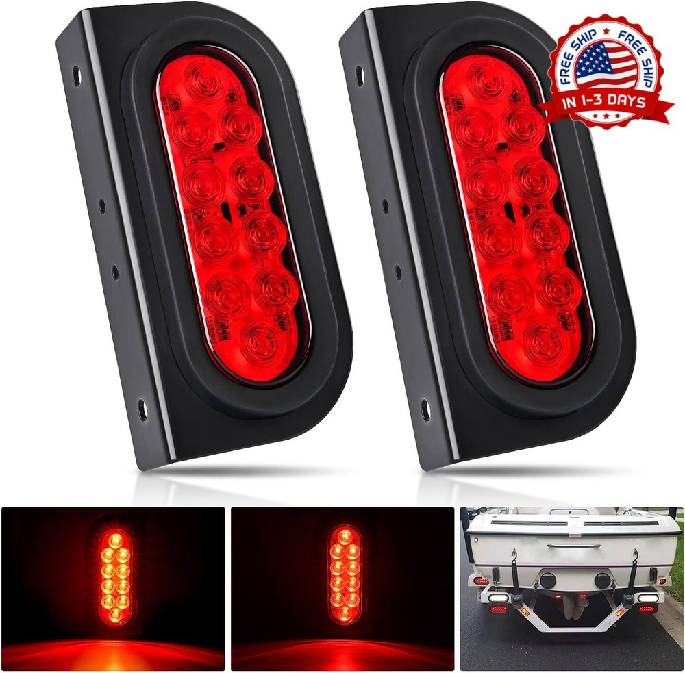 Luz trasera de remolque ovalada de 6 pulgadas 2 piezas 10 LED roja