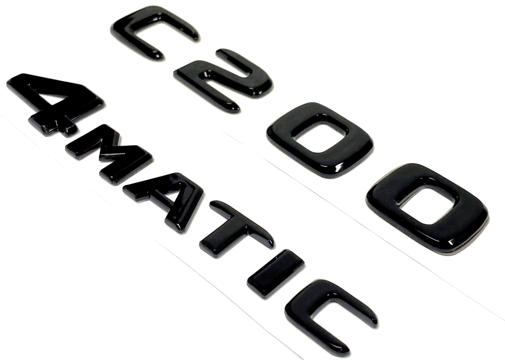 2 C200+4MATIC BLACK FOR MERCEDES REAR TRUNK EMBLEM BADGE NAMEPLATE DECAL NUMBER