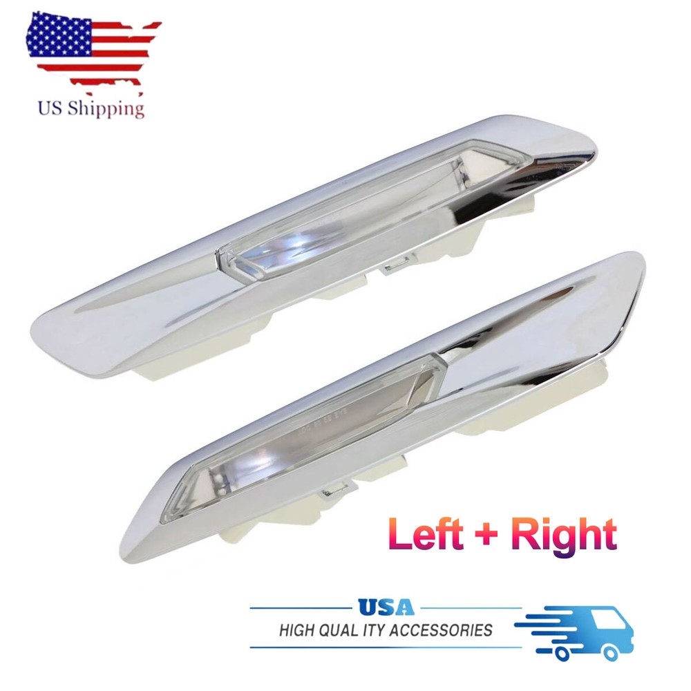 LH+RH Marker Turn Signal Amber Light For BMW 528i 535i 550i F10 Silver Tone