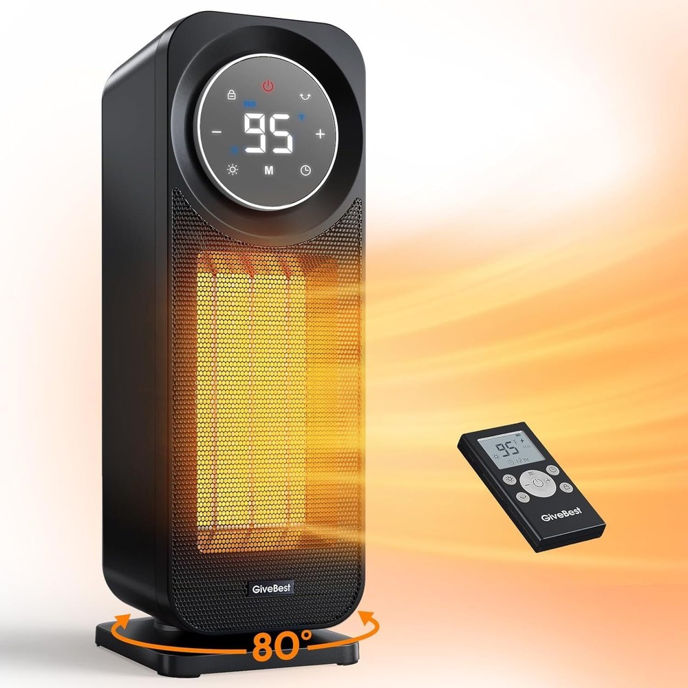Givebest Touch Panel Space Heaters for Indoor Use, 1500W Fast Heating Black