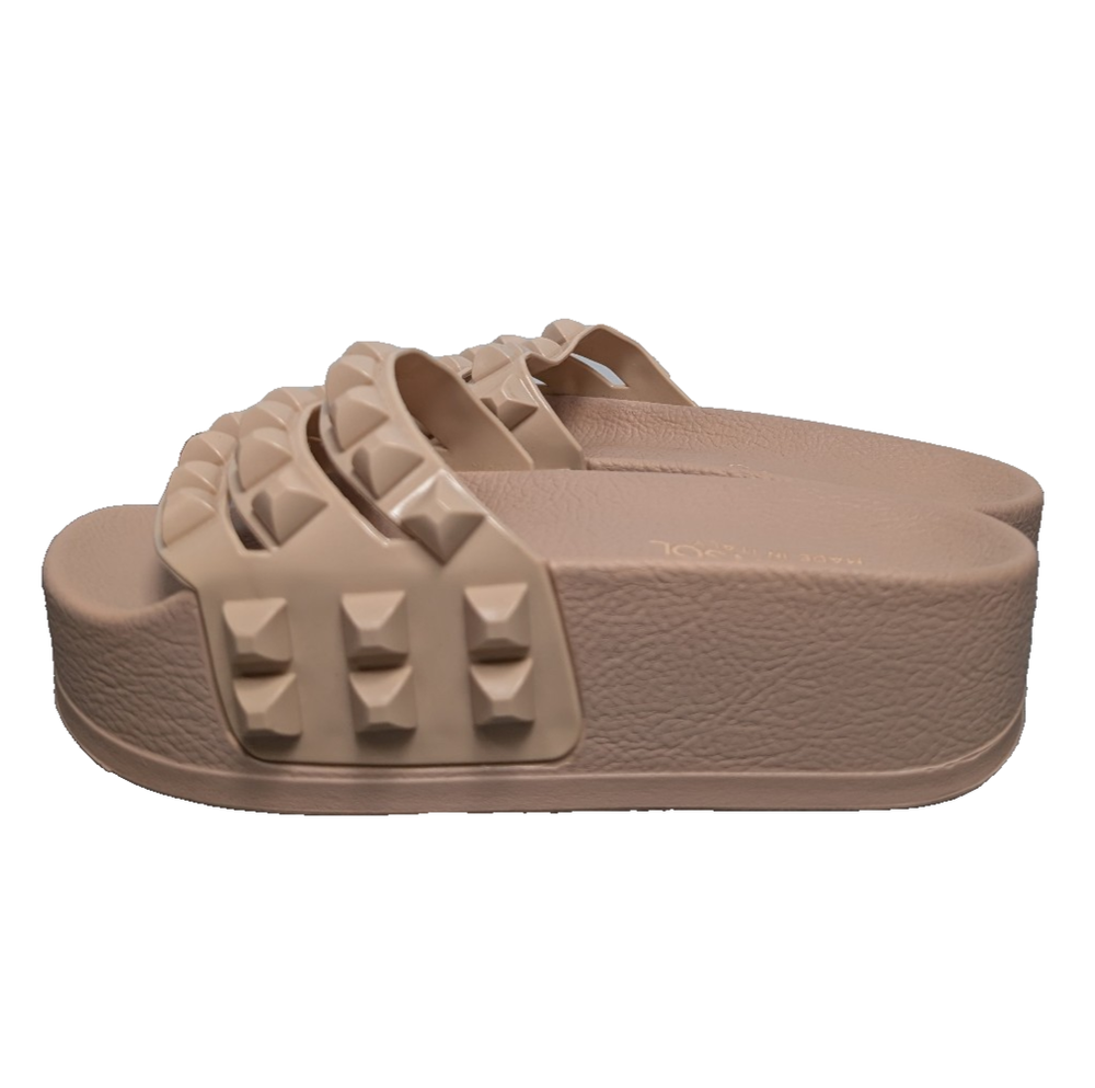 Carmen Sol Platform Sandals Womens 36 US 6 Studded Pink Jelly Slide Water Resist