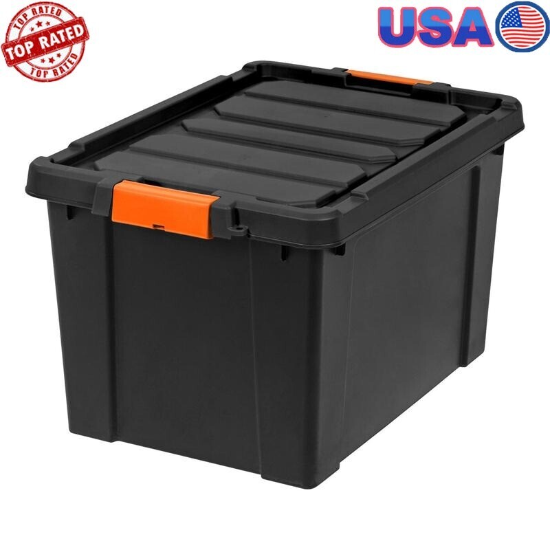 Heavy Duty 19 Gal Stackable Storage Bins with Lockable Lids
