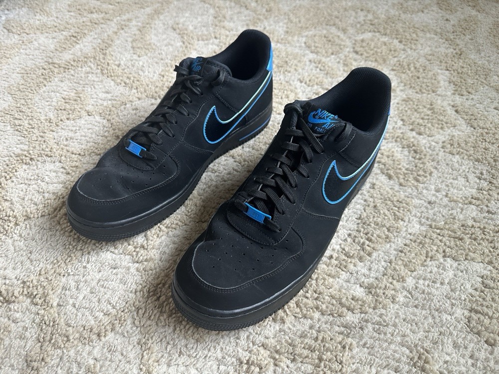 Nike Air Force 1 Low Black And Blue Suede Shoes - Men’s Size 13